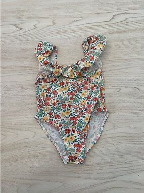 Tartine et Chocolat Floral Ruffle One-Piece Swimsuit - Red, Yellow, Green